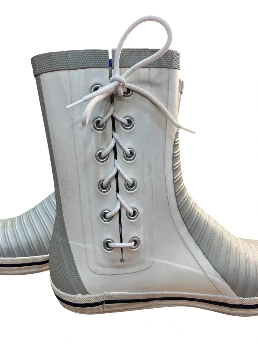 Douglas Gill Gray Lace-Up Waterproof Deck Sailing Rain Boots Men’s US 10